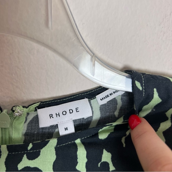 Rhode Pia Tiger Print Color block Wrap Ruched Mini Puff Sleeve Dress - Picture 4 of 13